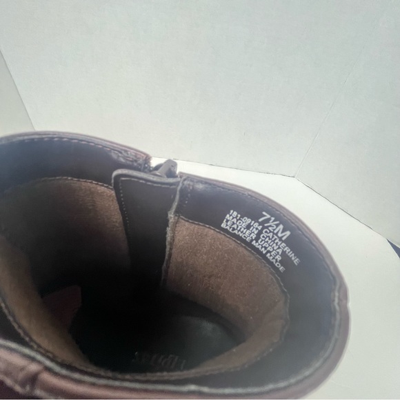 Elditas brown leather ankle boots with square toe/side buckle-Woman’s 7.5 - Picture 12 of 14